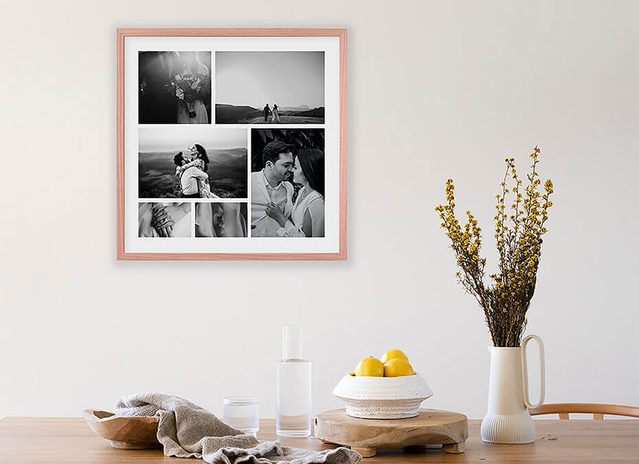 Love  JK Collage Framed Wedding Photo in living room