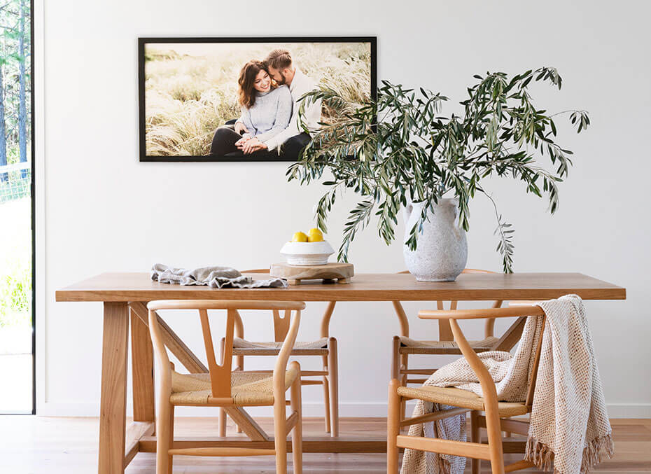Large Framed Wedding Photo in living room by Love JK