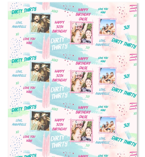 Pastel Brush Dirty Thirty Gift Wrap