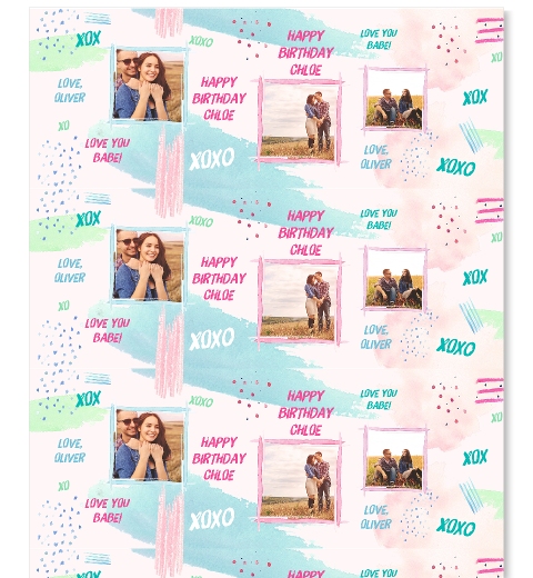 Pastel Brush Birthday Gift Wrap