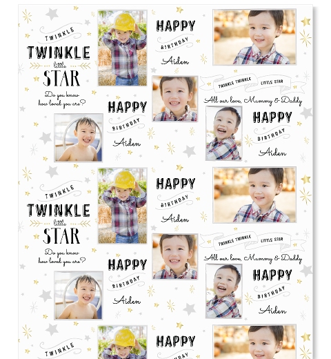 Twinkle Twinkle Little Star - Black & Silver Wrapping Paper
