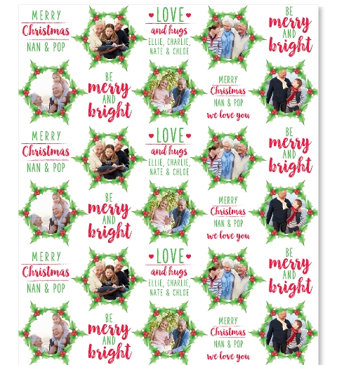 Holly Wreath Wrapping Paper