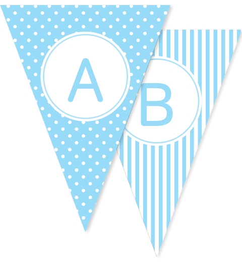 Boy Blue Stripes Spots Personalised Christening Baptism Bunting