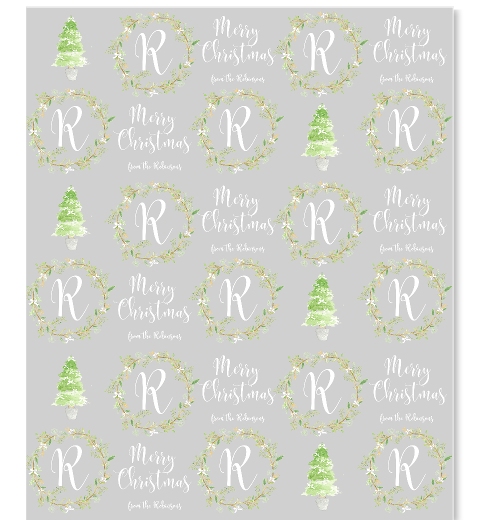 Painterly Christmas Monogram Gift Wrap