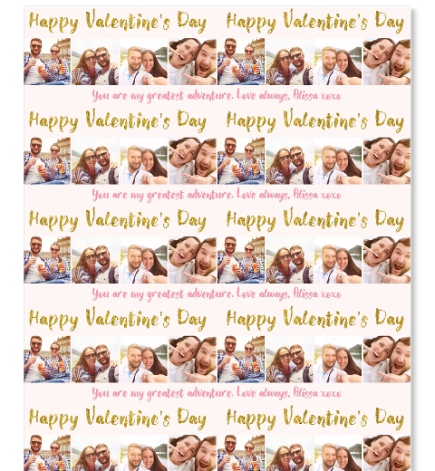 Gold Valentine's Day Wrapping Paper