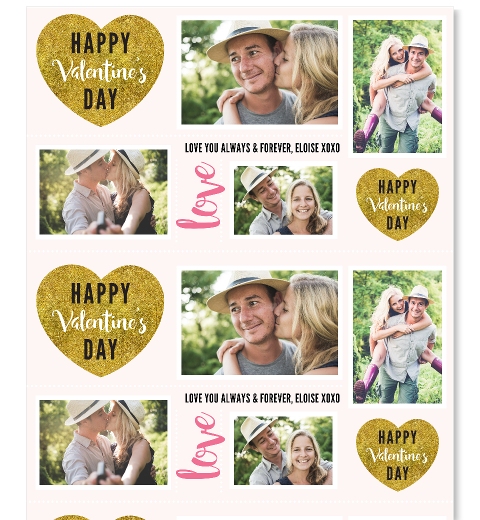 Gold Heart Valentine's Day Wrapping Paper