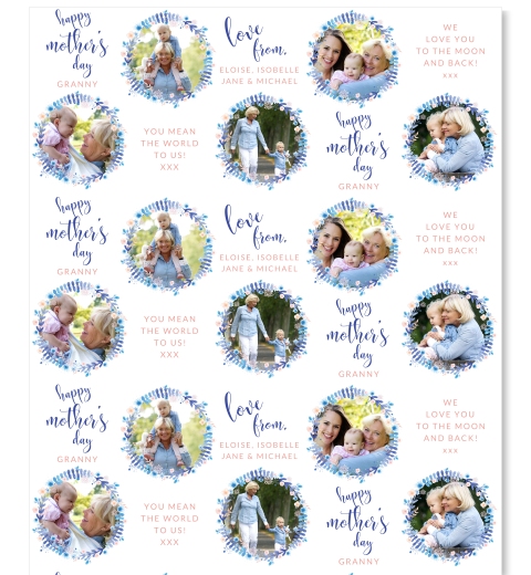 Blue Wreath Mother's Day Wrapping Paper