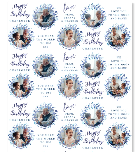 Royal Florals Birthday Photo Wrapping Paper