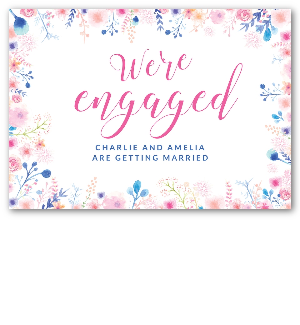 Floral Border Engagement Invitation | Love JK