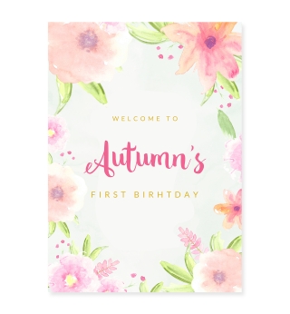 Garden Party Gold Birthday Welcome Sign | Love JK