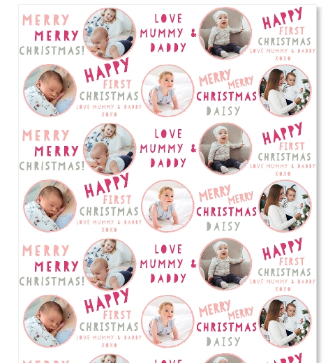 Baby's First Christmas in Pink Gift Wrap