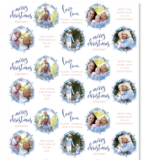Blue Wreath Christmas Wrap