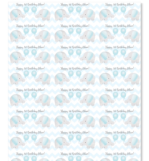 Blue Elephant Wrapping Paper