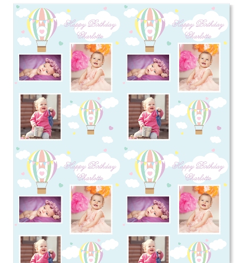 Pastel Hot Air Balloon Photo Wrapping Paper