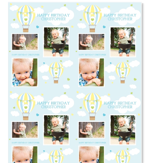 Blue Hot Air Balloon Photo Wrapping Paper